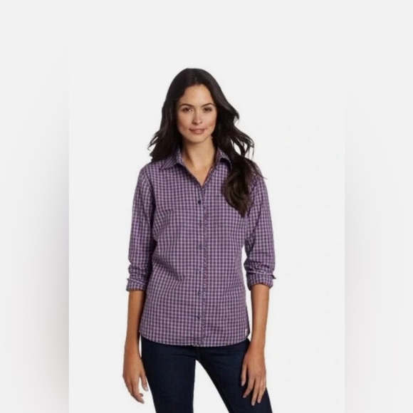 CARHARTT Pink Gray Ruffle Plaid Check Button Up Front Collared Shirt Size M - Picture 1 of 9